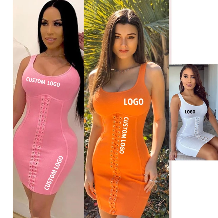 

Free Shipping Women U Neck Bodycon Stretch Knee Length Midi Bandage Dress for Party