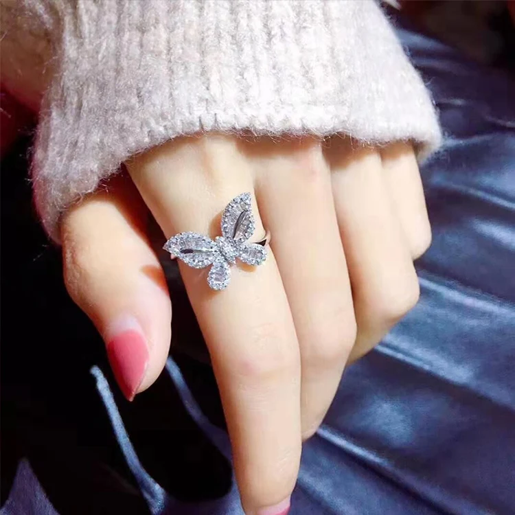 

Fashion Jewelry KYRA0961 Platinum Plated Butterfly Shape 3A Zircon Ring Jewelry for women, Silver