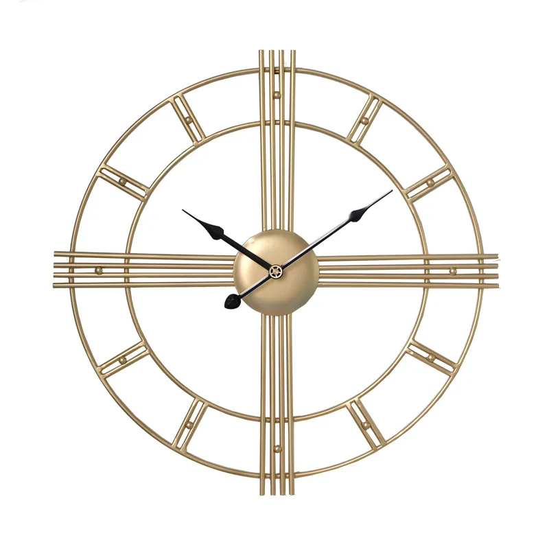 European Metal Circular Clock Bedroom Living Room Decor Wall Clocks