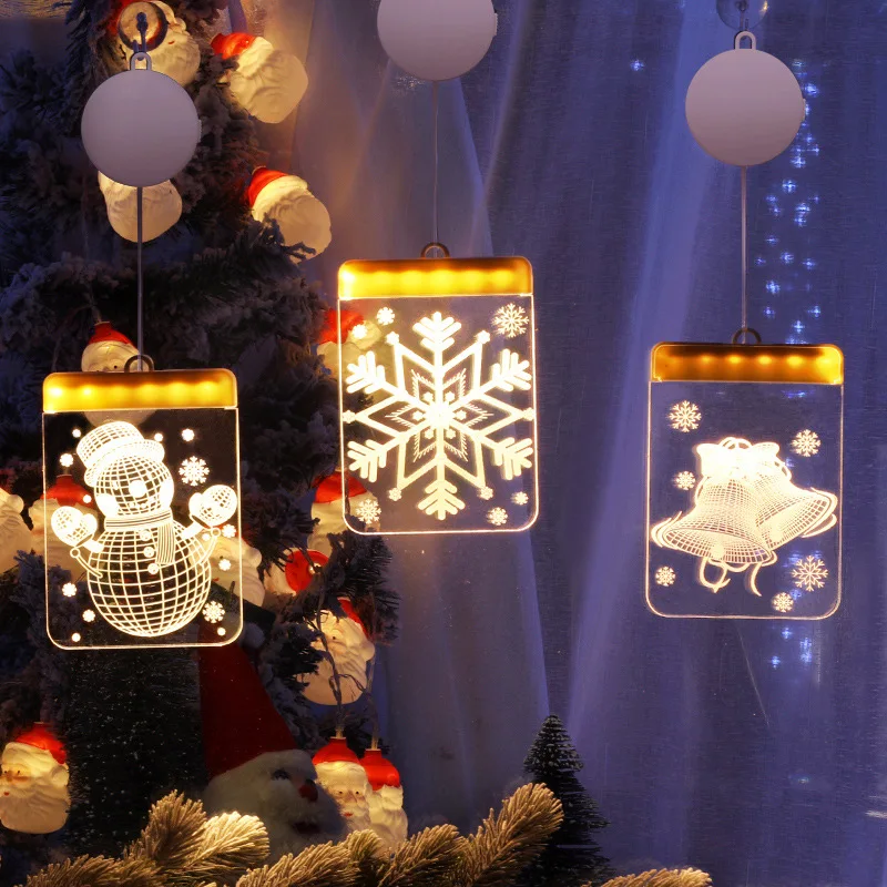 2020 new product Christmas lights holiday decoration modeling suction cup window hanging lights 3d night light customizable neon