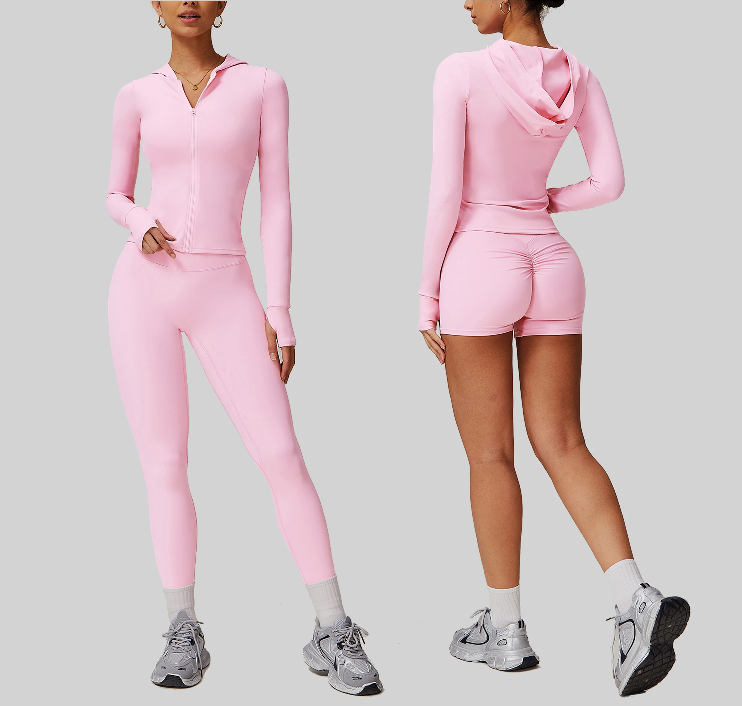 2025 2 Piece Gym Yoga Set Zipper Jacket Leggings