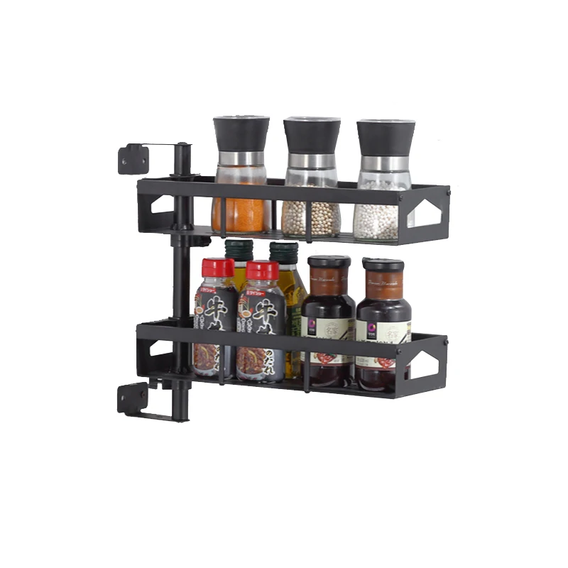 

New Design Kitchen Countertop Multifunctional Storage Seasoning Box Rack, Black