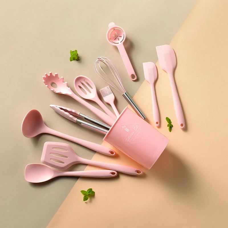 

Silicone Kitchen Utensils Kitchenware Cookware 11 Pieces Wooden Utensils Set For Kitchen