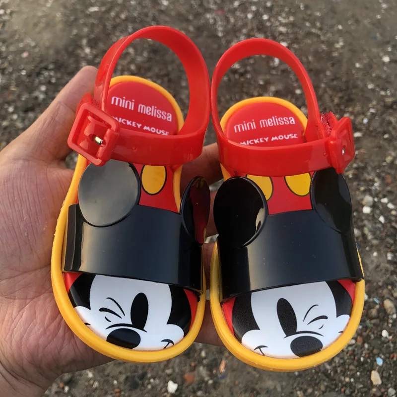 

2021 Summer Newest Mickey Minnie Bow-Knot Ears Baby Leaky Toe Jelly Sandals, Picture