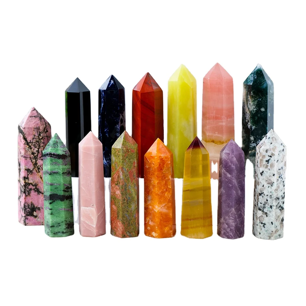 

wholesale natural stone crystal crafts rose quartz crystal point tower amethyst wand