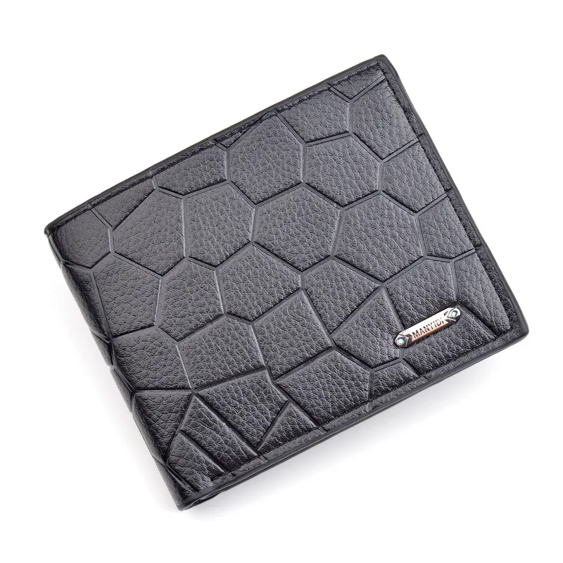 

New men's short wallet card holder fashion youth leisure horizontal style embossed stone pattern 2 fold soft wallet, Multi-color