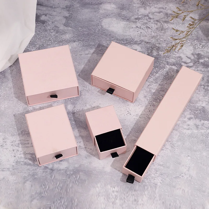 

Colorful Cheap Wholesale Cardboard Custom Pink Drawer Pulling Luxury Paper Jewelry Box Gift Box Jewelry, Customized color