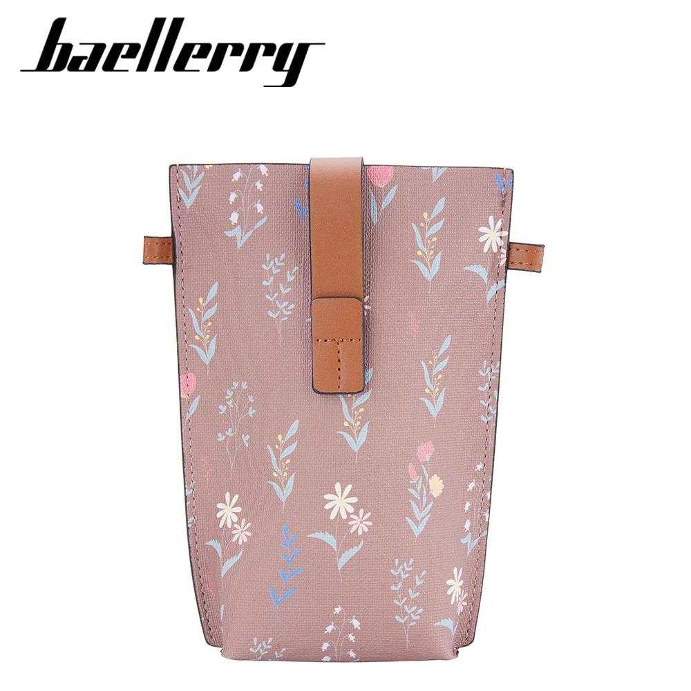 

baellerry print brown mobile phone crossbody bags mini pu leather fashion portable Cartoon crossbody cell phone bag for women