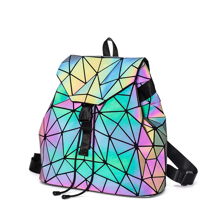 

Hot Sale Fashion Large Capacity Laser Luminous Geometric Rhombus Backpack, As pictures