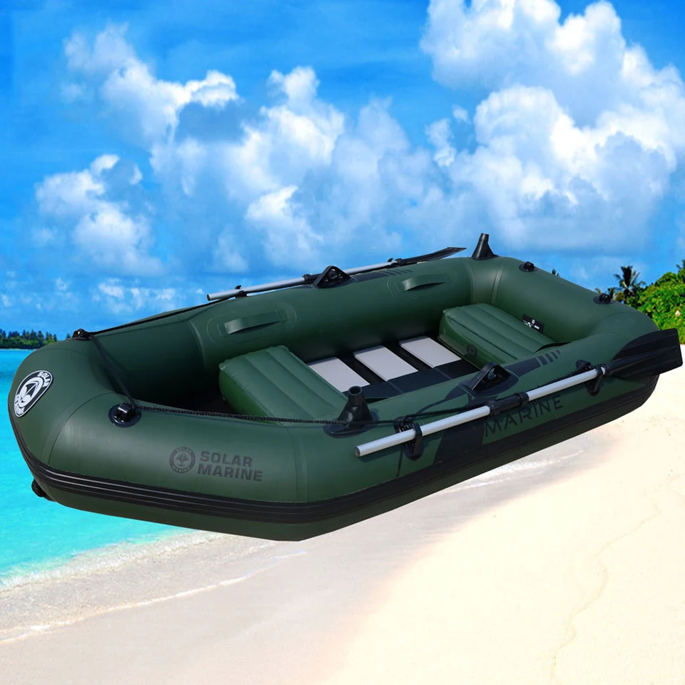 

3 Person 260cm Inflatable Rowing Boat PVC Fishing Canoe Kayak Dinghy Hovercraft Drifting Raft Sailboat Surfing Sailing Ship, Red black, blue gray, army green