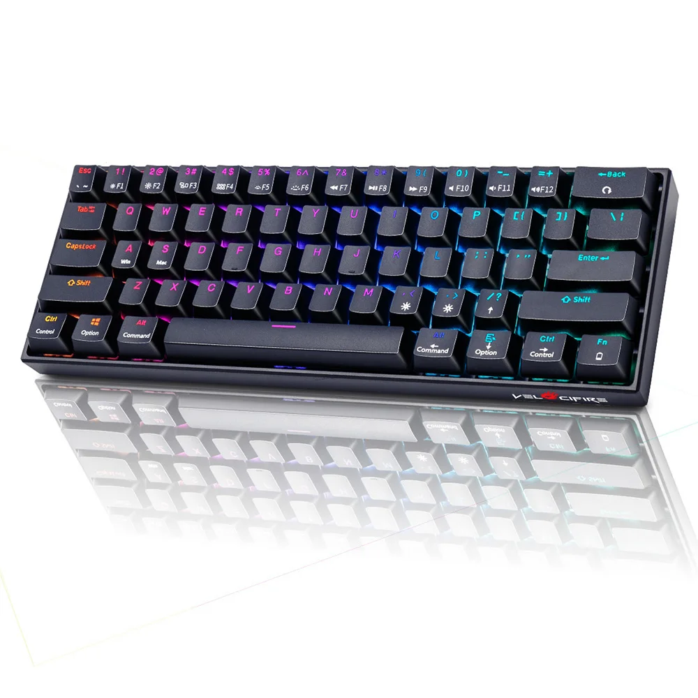 

Velicifire GK61 RGB Hot Swappable Gateron Switch Gaming Keyboard Win Mac 60 Mechanical keyboard, Black color