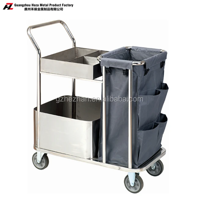 
Stainless Steel Housekeeping Cleaning Trolley Multifunction Cleaning Trolley Car Hotel Restaurant 