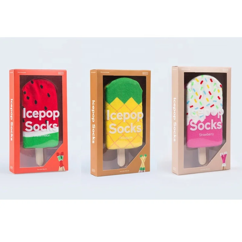 

Funny Popsicle men women casual chocolate strawberry fancy socks, Pantone color