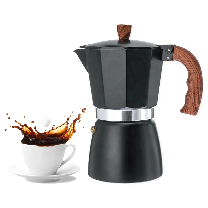 

1/2/3/4/6/9/12cups Black Aluminum Metal Moka Pot Coffee Maker Demitasse Espresso Coffee Moka pot with handle