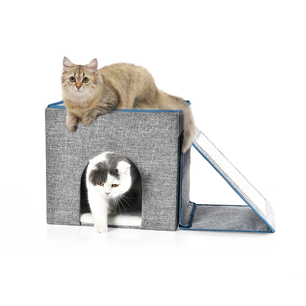 

Sisal Scratcher Ramp Foldable Cat House Cave Bed Cat Cube