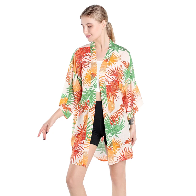 

Fashion Printed Beach Sexy Women Kimono Half Sleeve Women Loose Kimono Dresses, Customized color