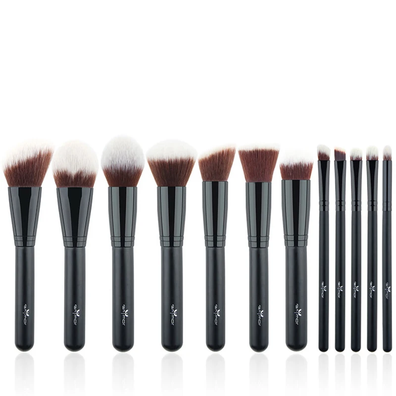 

12Pcs Black Professional Make Up Brush Set Concealer Foundation Private Label Makeup Brush