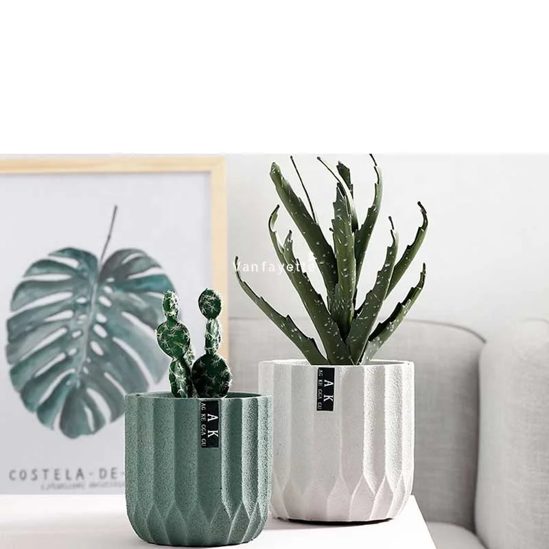 

5 Inches Iris Cement Blue Flower Pot Planters Outdoor Pots Indoor Flower Pots without Saucer, Optional