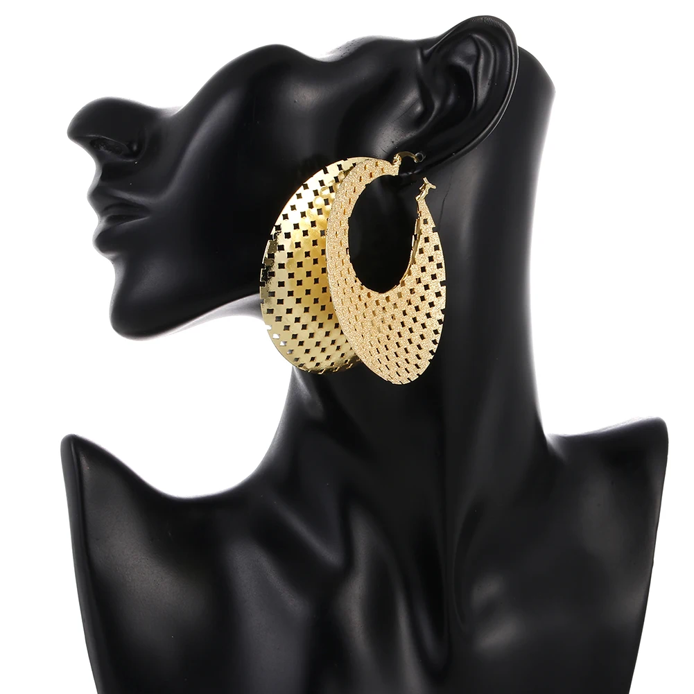 

Ethlyn Big Round Earrings for Senegal/ African Women/Girls Dubai Gold Plated Jewelry Fashion Hoop Hollow Earrings Gifts E32