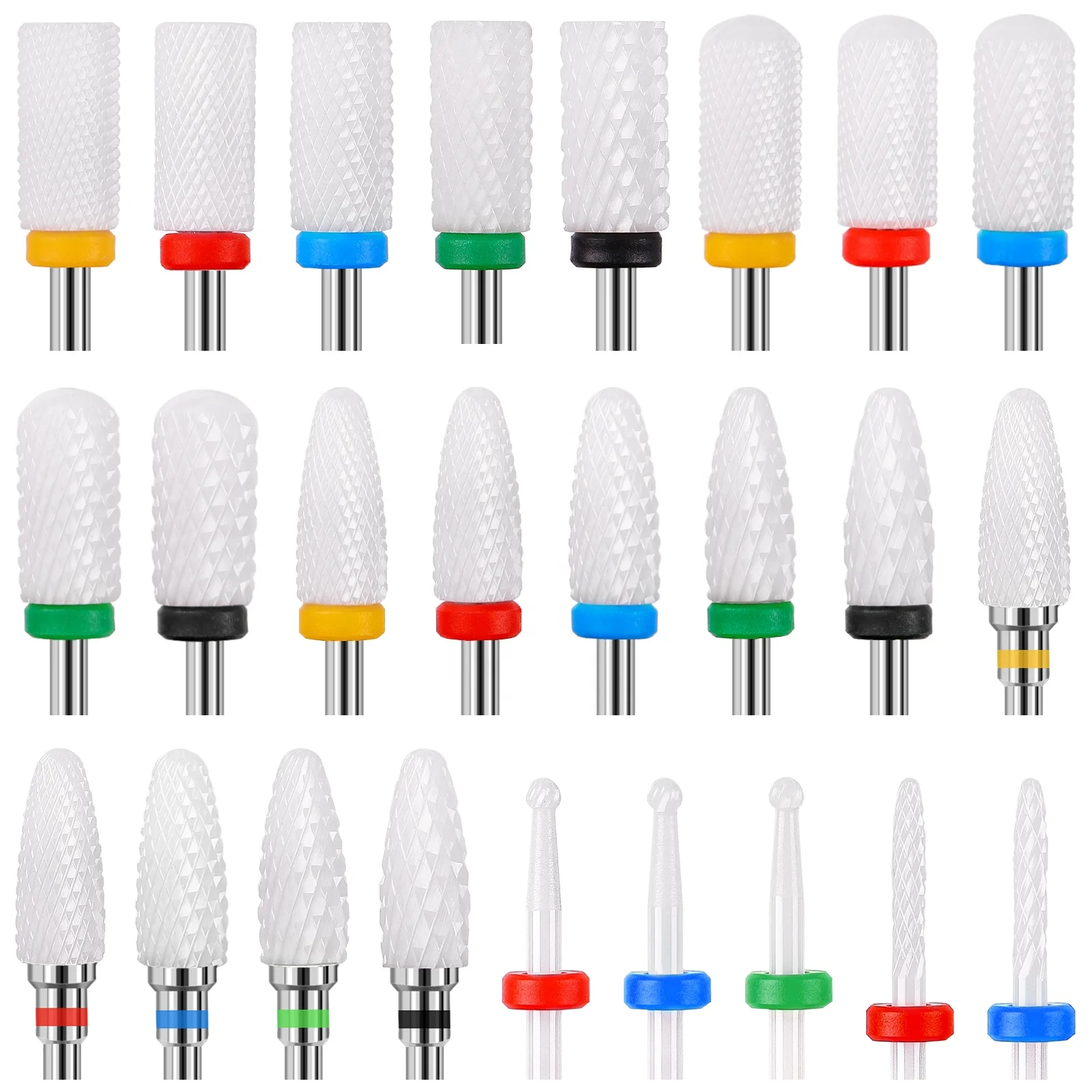 

White Ceramic 3/32" Nail Art Drill Bits Milling Manicure Pedicure Cutter File Electric Machine Accessory Tools