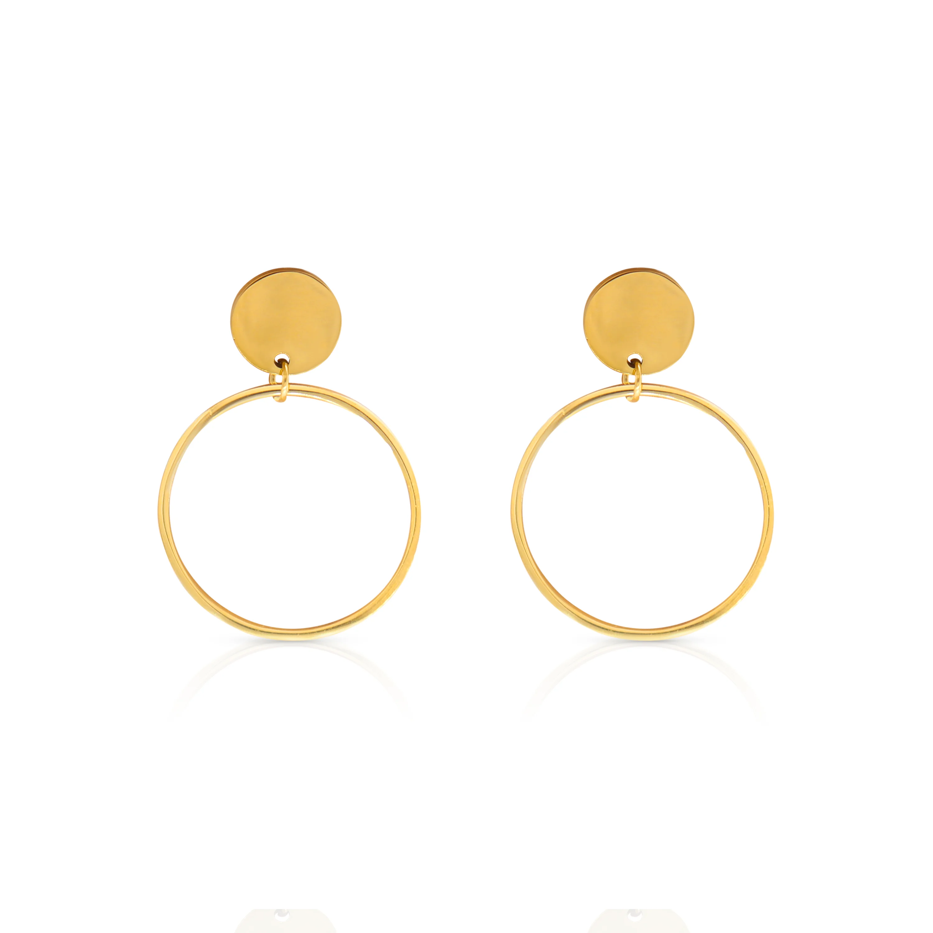 

Chris April in stock 316L stainless steel PVD gold plated big circle drop earrings