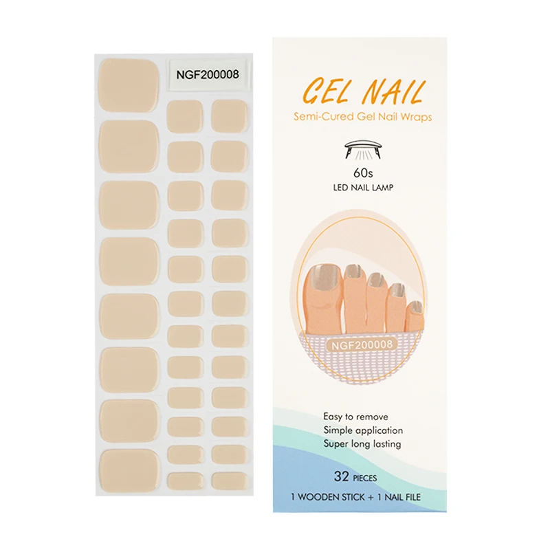 

Korean Huizi factory Gel Nail wraps strips Non-Toxic Long Lasting semi cured Gel Nail sticker