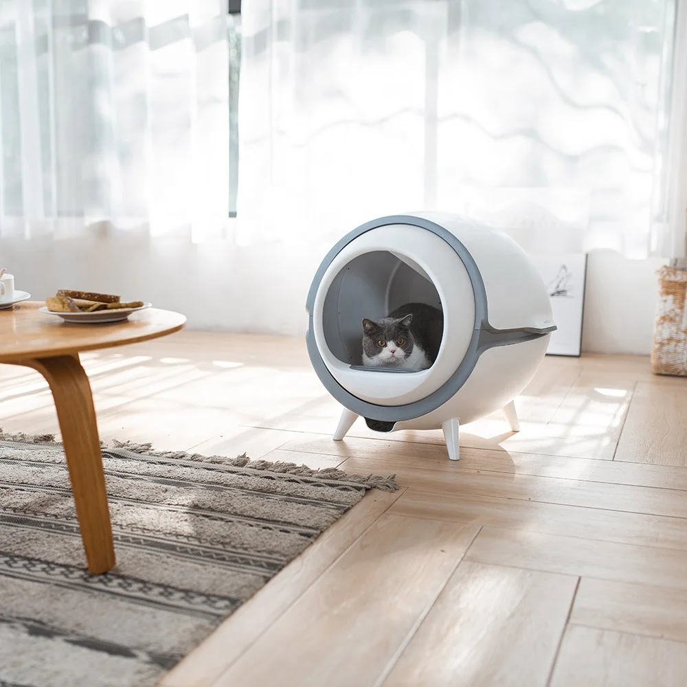 

Wholesale intelligent cat litter toilet electric automatic self cleaning luxury cat litter box, White