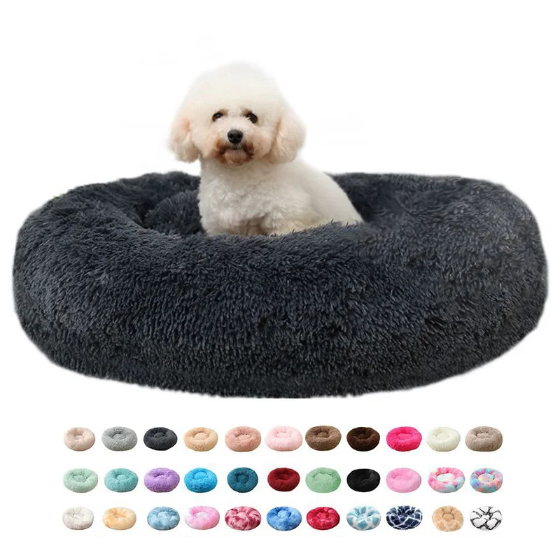 

Custom Wholesale Washable Large Fluffy Memory Foam Donut Pet Nest Cat Dog Plush Pillow Soft Sofa Pet Bed Cushion, 39 color