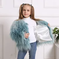 

winter new style cute blue faux fake fur furry plush kids girls fur coat jacket outwear