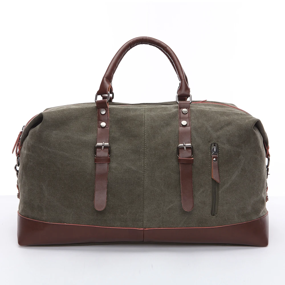 ZUOLUNDUO Large Canvas Weekender Duffle Bag with Shoe Compartment Gym Travel Fitness Sport Bag Gym Men