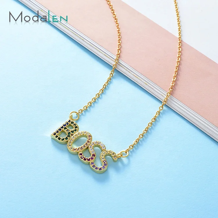 

Modalen Multi Color Crystal Initial Letter Alphabet Custom Stainless Steel Gold Necklace, Yellow gold