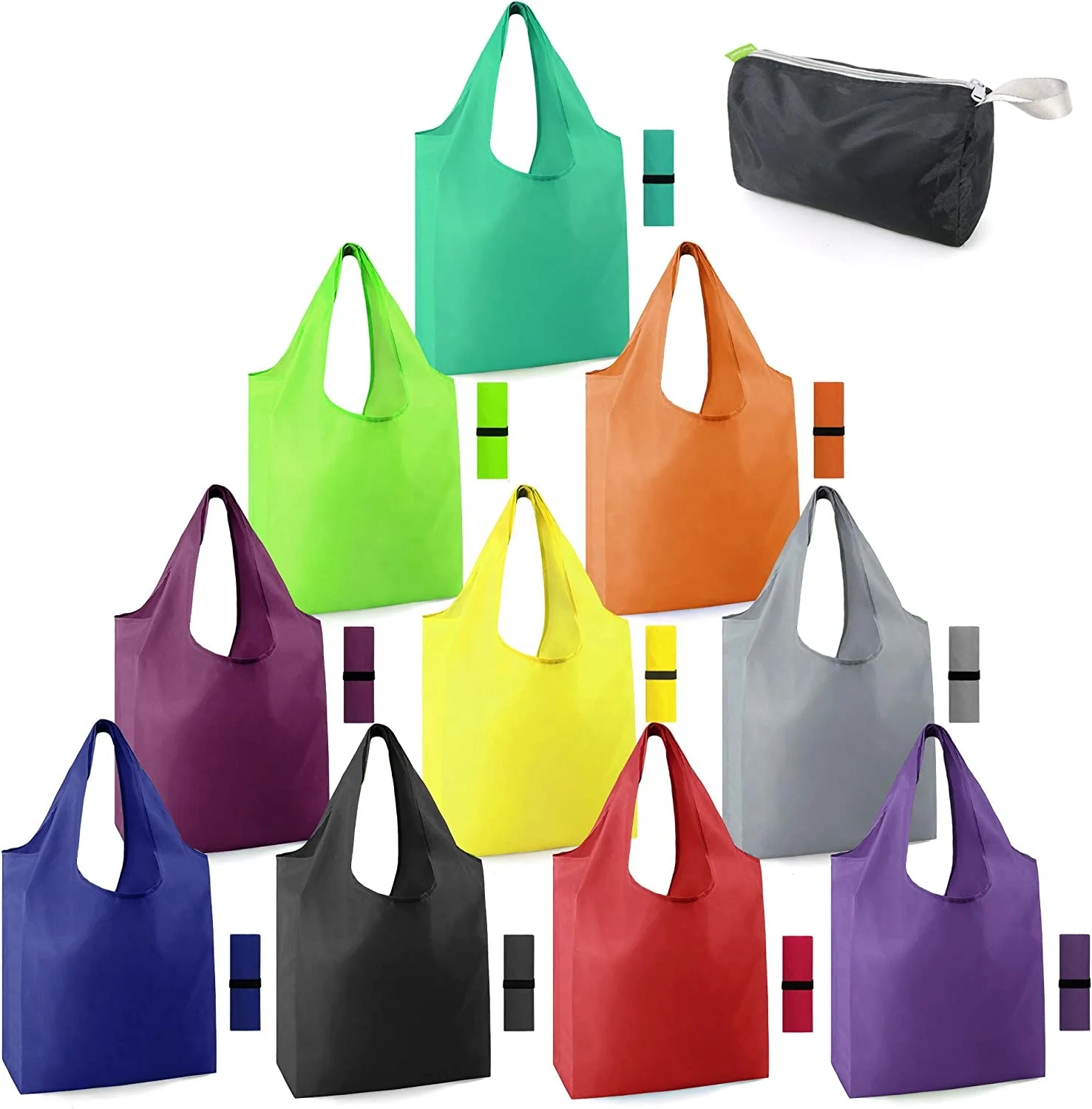 

Heavy Duty Polyester FabIic Reusable Grocery Bags Foldable Washable Reusable Shopping Bags Bulk Large Folding Bags Totes