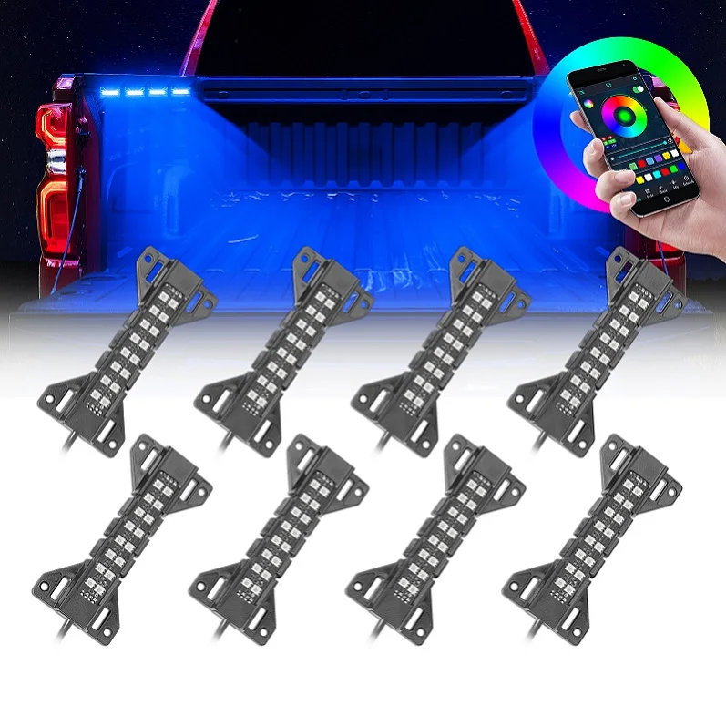 

Brilliant Multi Color Lighting RGB APP Control 8 Pack LED Truck Pickup Bed Lights