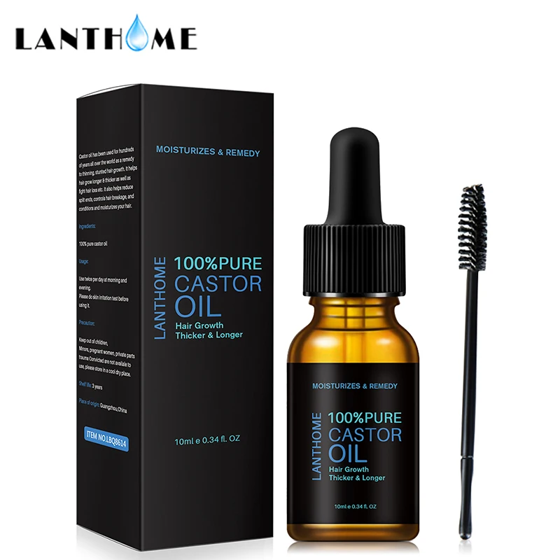 

Private Label 100% Pure Organic Cold Presses Hair Eyelash Brow Essential Black Castor Oil Enhancer Eyelash Growth Serum bulk