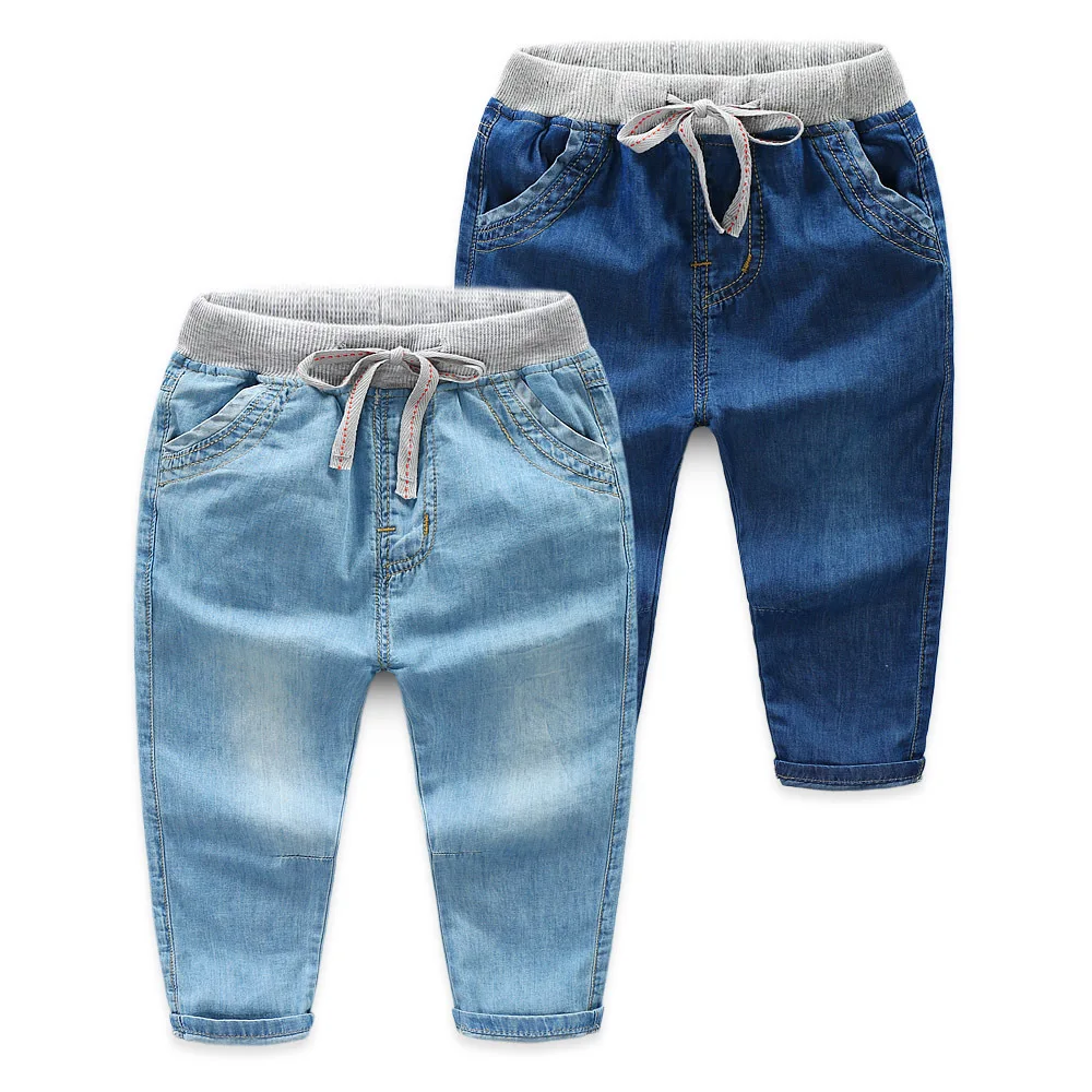 

Children's Autumn Pants Anti Mosquito Unisex Baby Trousers Soft Jeans 100 Cotton kids' Pants, Light blue, dark blue