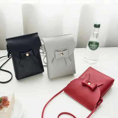 

FLB201 bow decor cell phone bags women handbags 2020 kids purses handbag purse, Black,red,pink,gray, white
