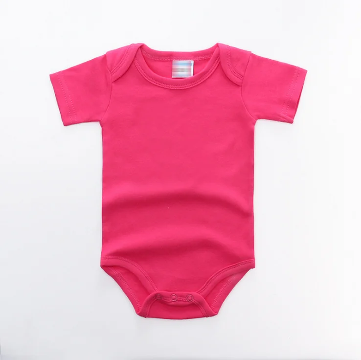 

Pink color summer bodysuit 100% cotton knit clothes plain romper, Picture