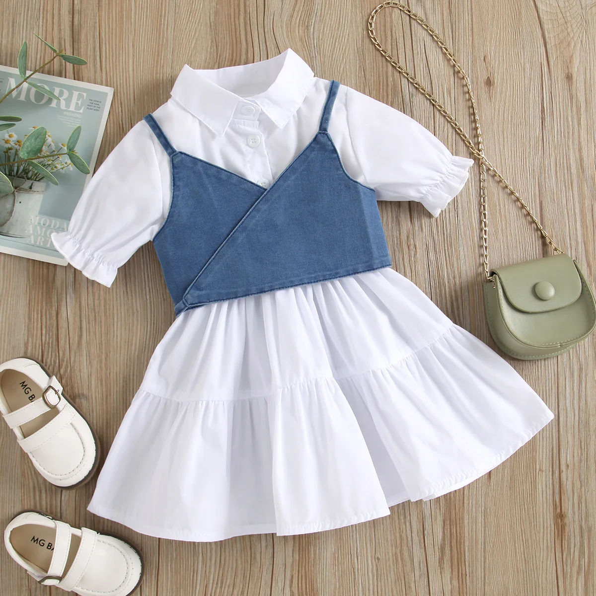 

2022 Summer New Arrival Jeans Jacket 2 piece dress for toddler girls