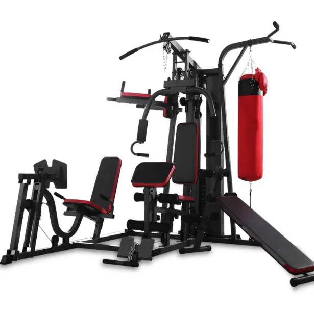 

Hot Sale New Design Gym equipment Multi-function 5 Station standing integrated Trainer, Black
