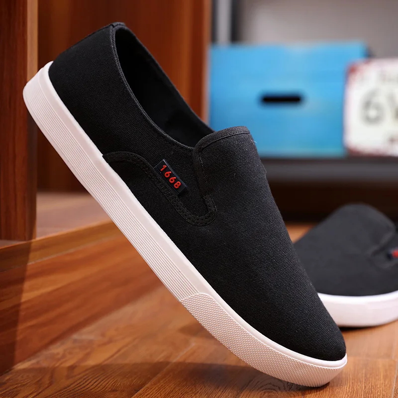 

Men's canvas casual flat sole running rubber shoes, 3 colors