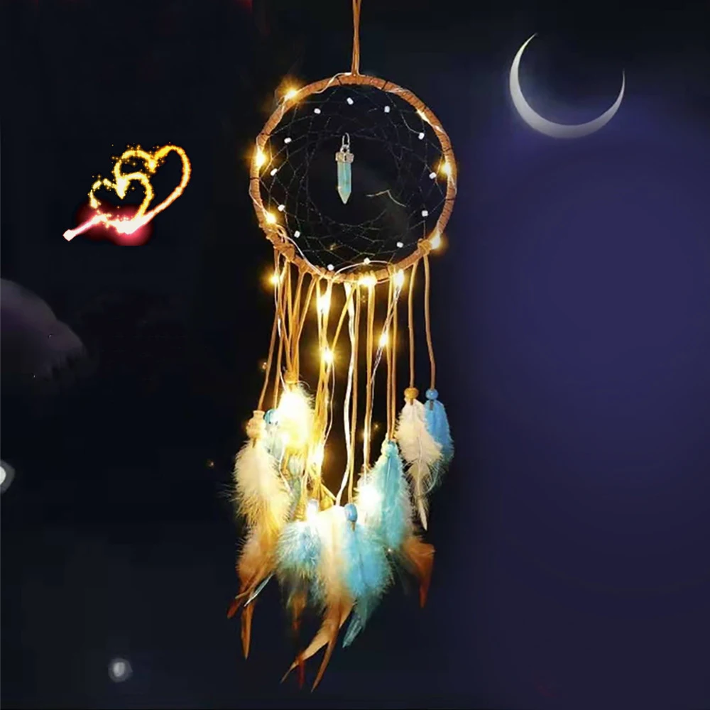 

Fashion LED Light Dream Catcher Art Craft Dreamcatcher for Nursery Kids Room Decor Handmade LED Light for Room Home