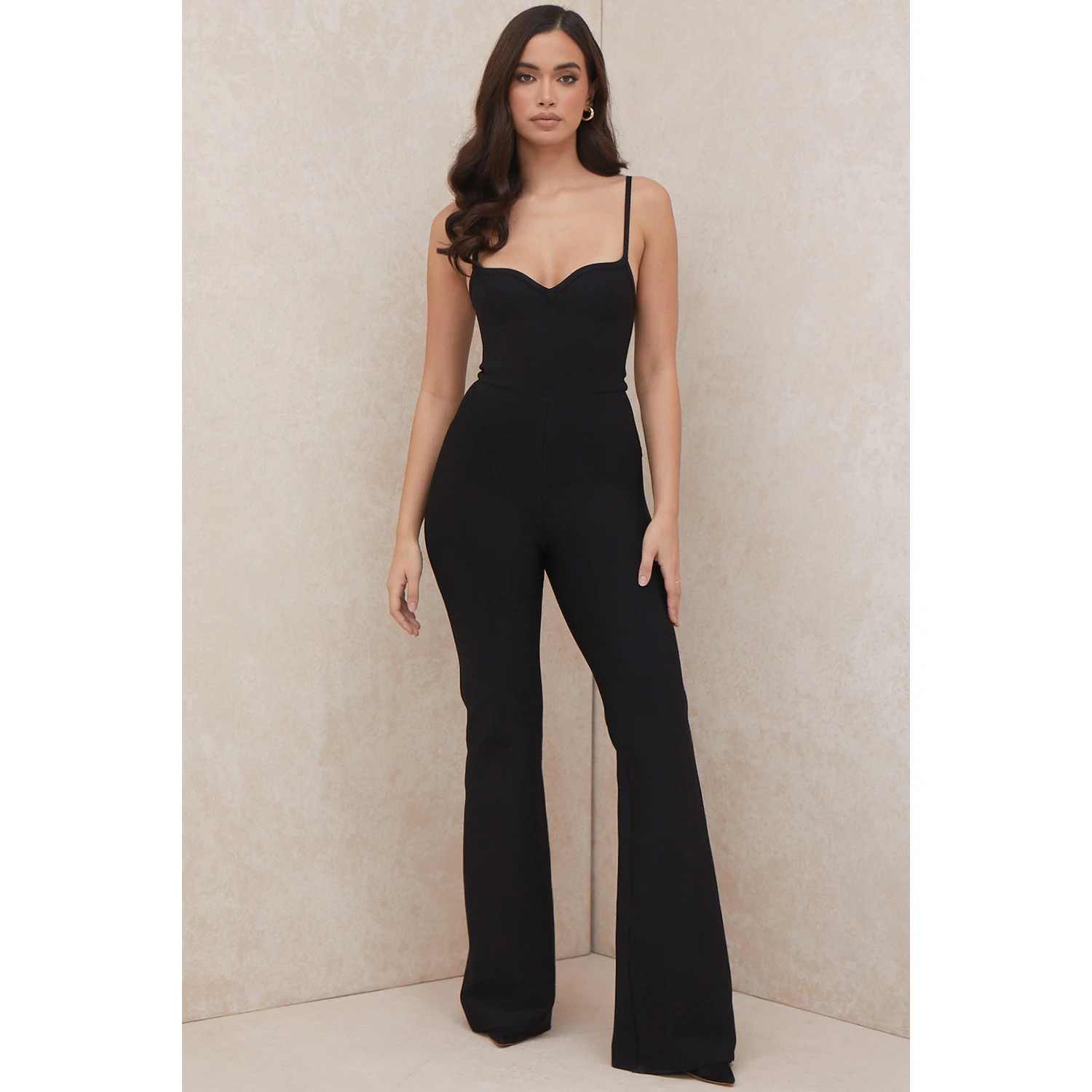 

OEM Black Red Spaghetti Strap Monos De Mujer One Piece Jumpsuits Fitness Monos De Piernas Anchas Breathable bandageds Jumpsuits