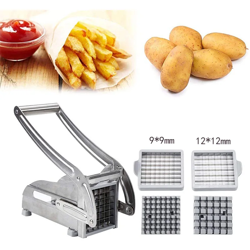 

Epsilon Non-slip Suction 2 Blades Stainless Steel Potato Chopper Dicer Potato Cutter Slicer Potato Chipper French Fry Cutter