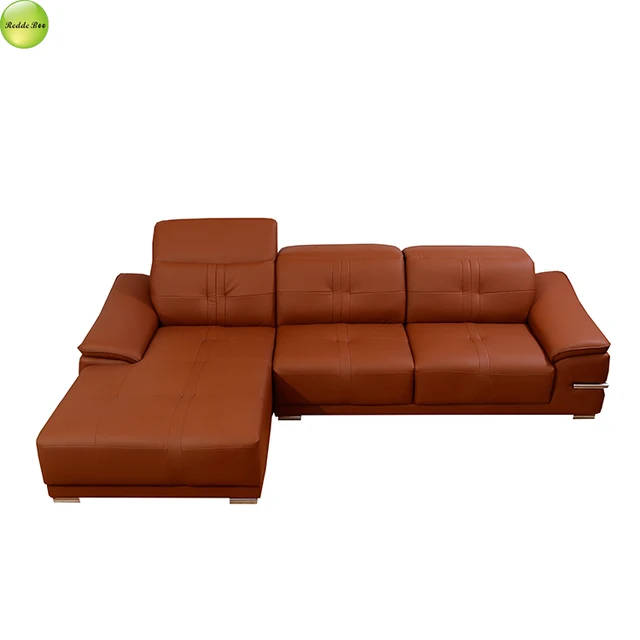 Brown Pure Leather Sofa Polish Style With Wooden Brown Pure Leather Sofa
