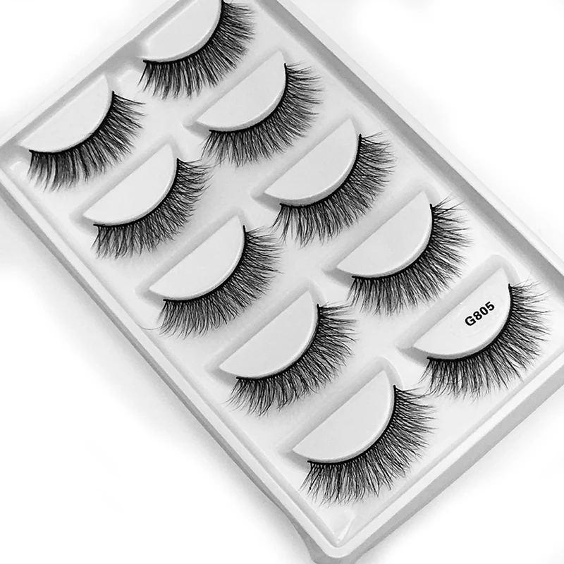 

Wholesale 5 Pairs Of Handmade High-End Mink Hair 3D Eyelashes Thick Section False Eyelashes, Black color