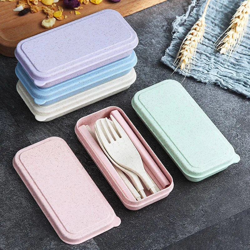 

Eco Friendly Reusable New Design Telescopic Biodegradable Wheat Straw Travel Cutlery Sets, Pink,green,blue,beige