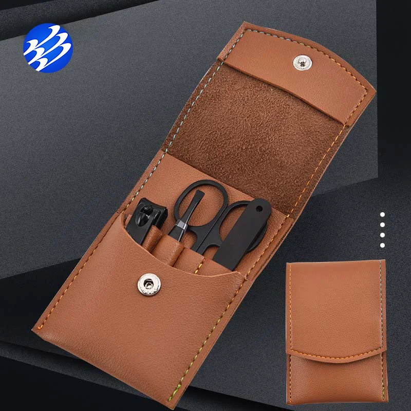 

Perfect Gift Matte Black Stainless Steel Nail Clipper Set Of 4 With Leather Case