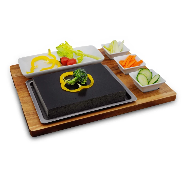 

Cooking Stone Complete Set Lava Hot Steak Stone Plate Tabletop Grill Cold Lava Rock Indoor BBQ Hibachi Grilling Stone