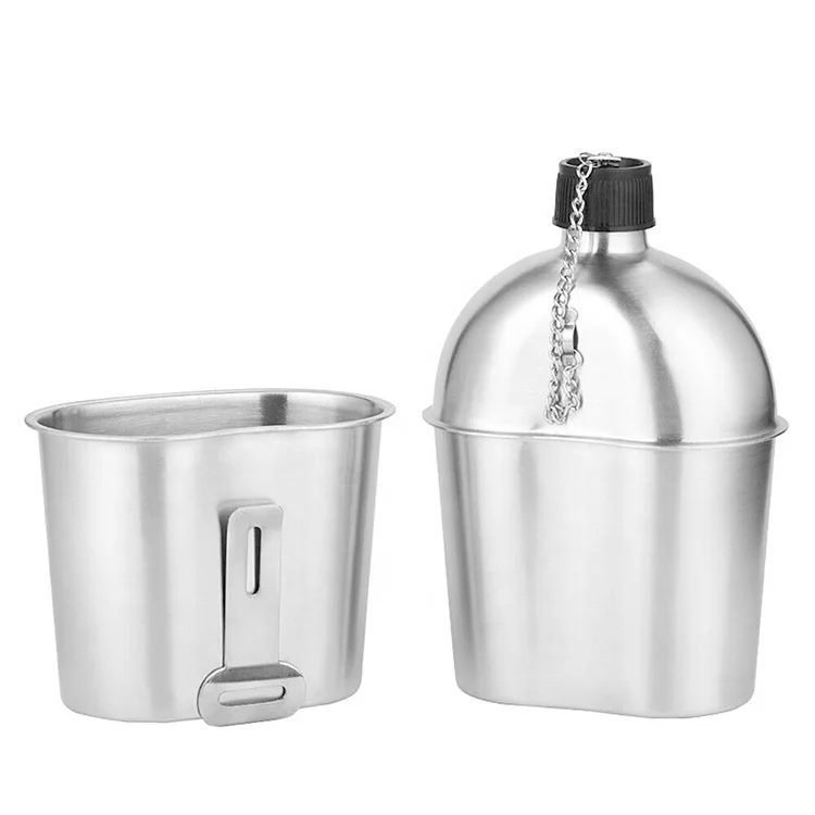 

EVERICH Stackable 1.3 Litre Stainless Steel Canteen Mess Kit Military Cup And Pot Set Outdoor Camping Pure Pot