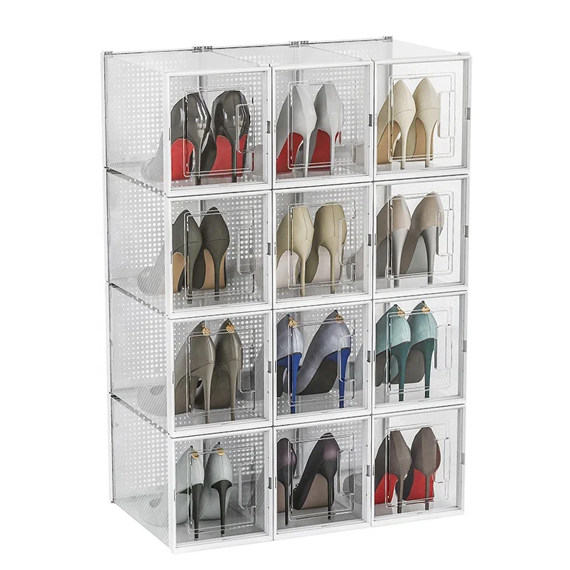 

Shoe Box Manufacturer Side Open Transparent Shoe Box, Clear/black/gray/customized